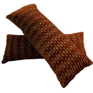 2 Pair Velvet Design Lumbar Pillow Linen Couch Bed Hotel Travel Elegant